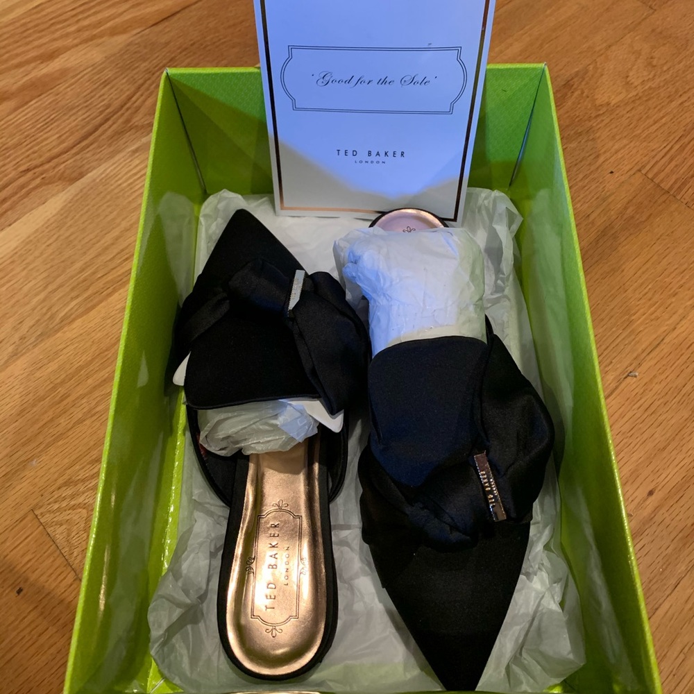 Ted baker london black satin mules